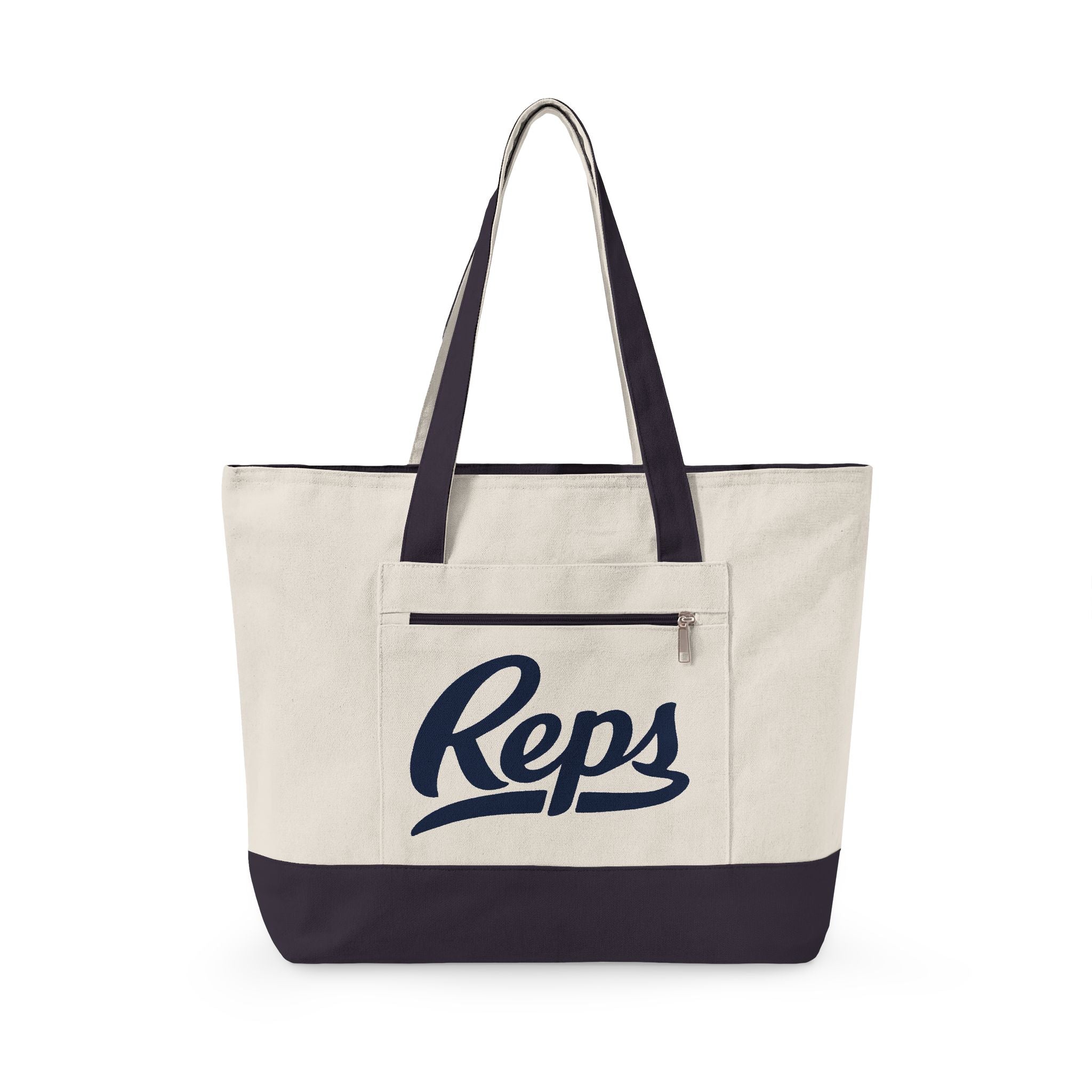 Reps Script Logo Zippered Canvas Tote | Sports Team Beach Bag
