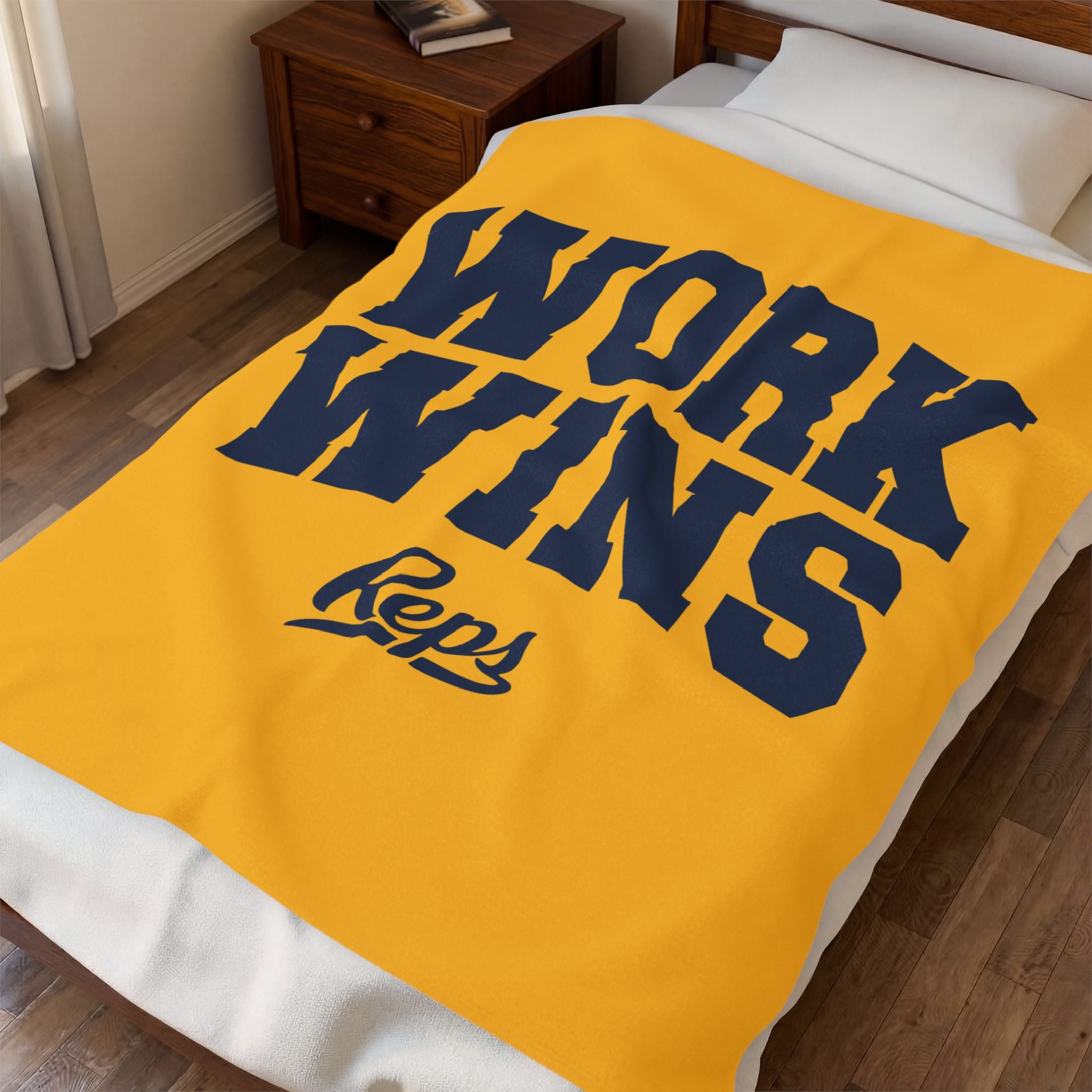 Work Wins  Velveteen Plush Blanket | Motivational Throw