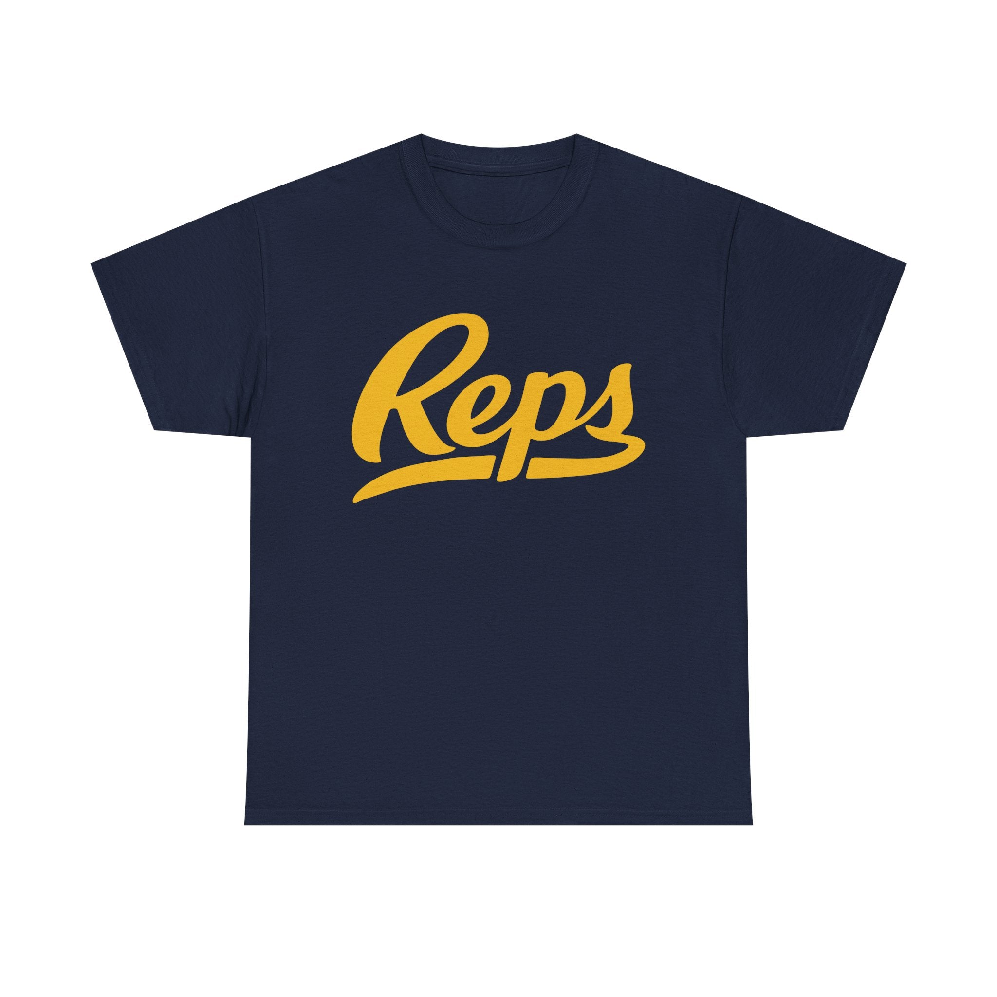 Reps Script Logo T-Shirt | Navy with Gold Lettering