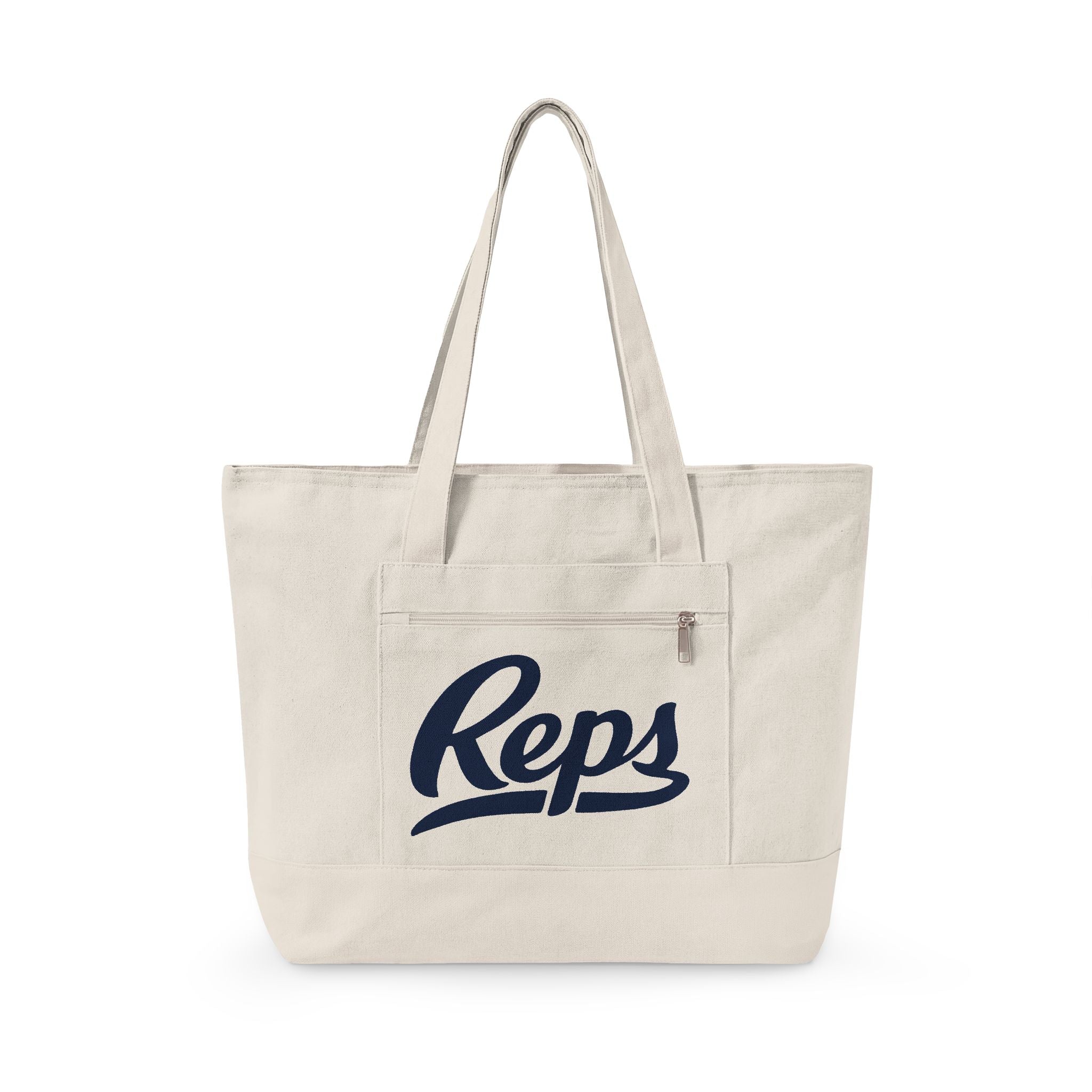 Reps Script Logo Zippered Canvas Tote | Sports Team Beach Bag