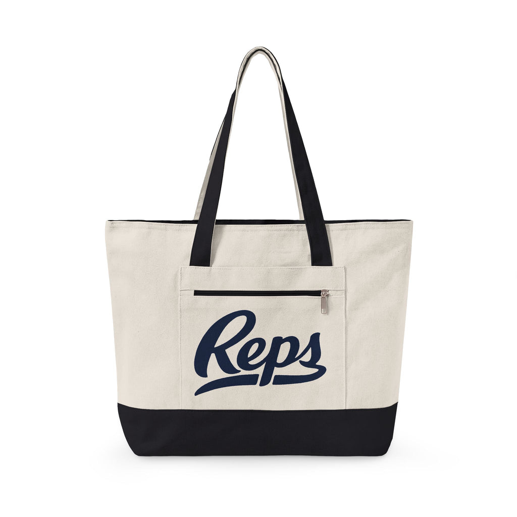 Reps Script Logo Zippered Canvas Tote | Sports Team Beach Bag