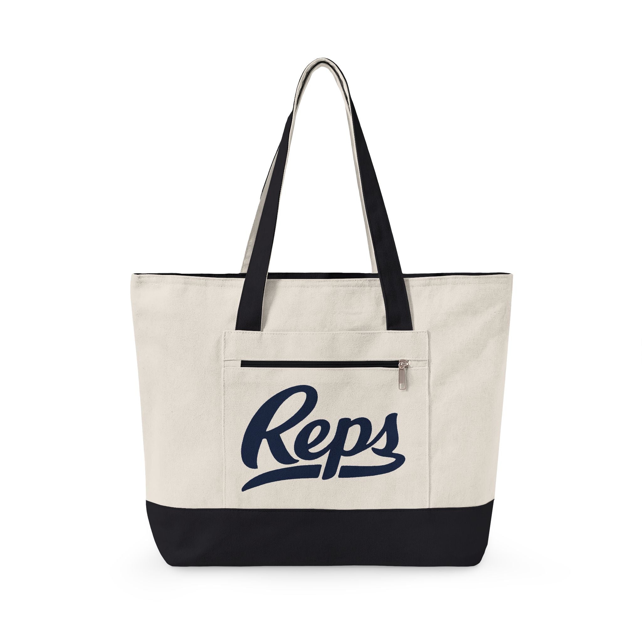 Reps Script Logo Zippered Canvas Tote | Sports Team Beach Bag